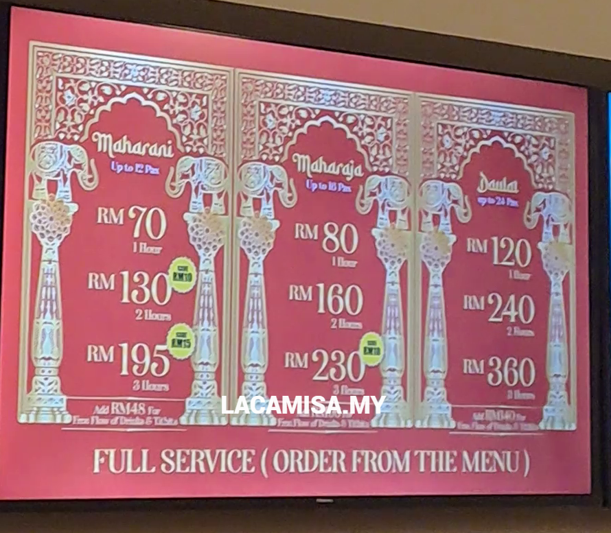 Prices for Maharani, Maharaja and Daulat rooms