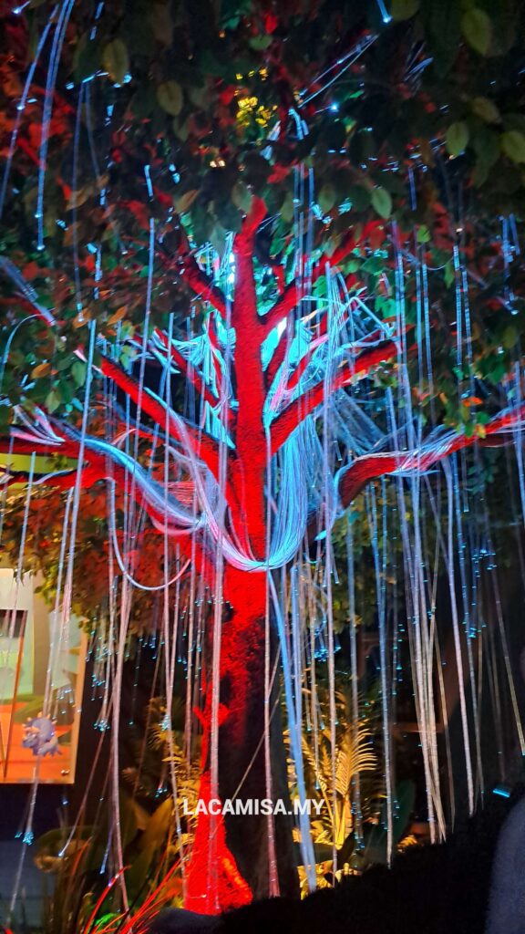 Artificial trees covered with LED lights in Wetland Studios Putrajaya
