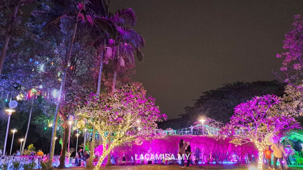 The illuminations enlighten the vibrance of Putrajaya Secret Garden at night