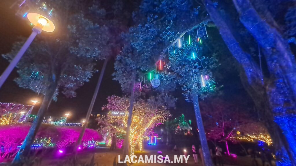 The trees with illuminous color changing decorative lamps in Secret Garden Putrajaya