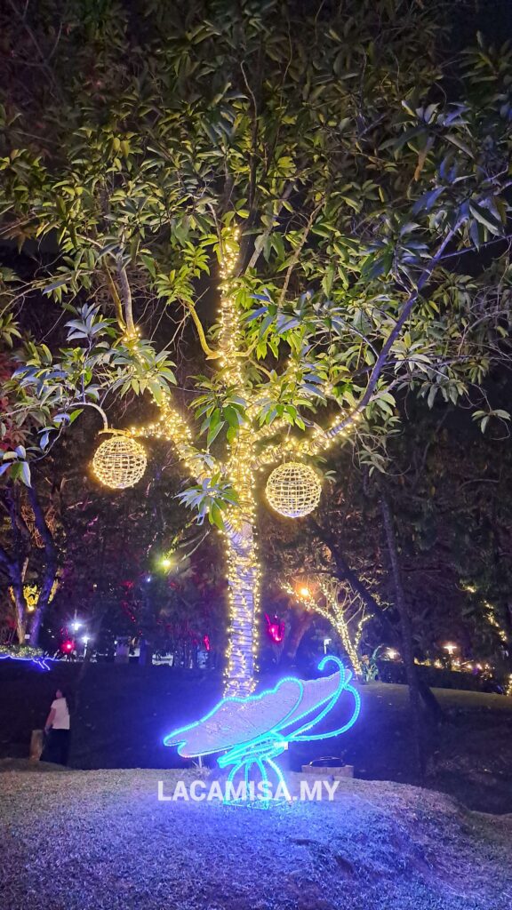 The trees covered with neon lights in Secret Garden Putrajaya