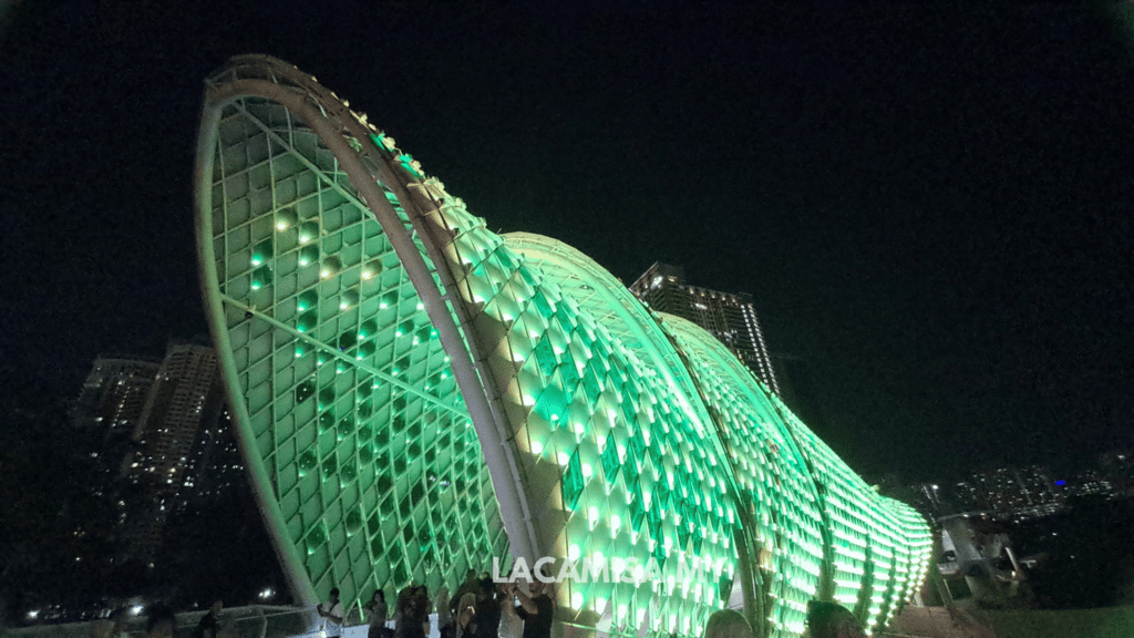 Saloma Link Bridge looks outstanding at night with the greenish LED lights