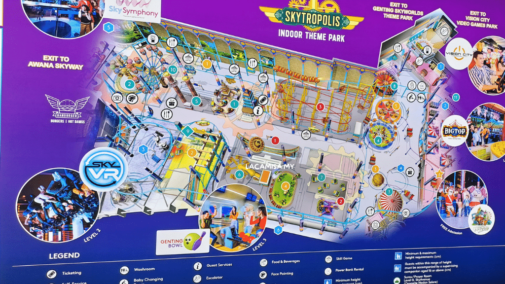 The map of Skytropolis which is useful to help the tourists navigate inside the theme park