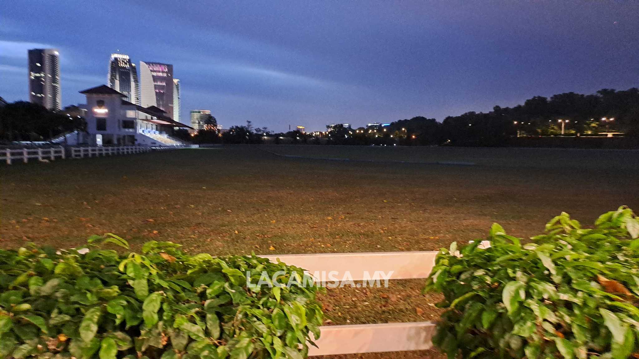 The view of paddock during night time.