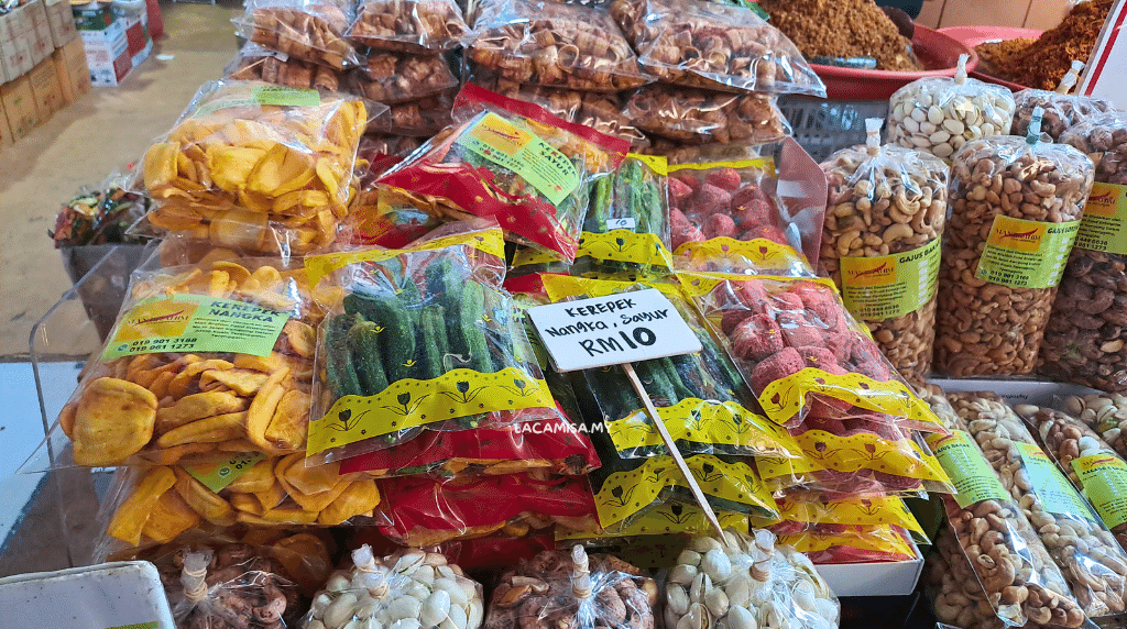 Dried vegetables and fruits.