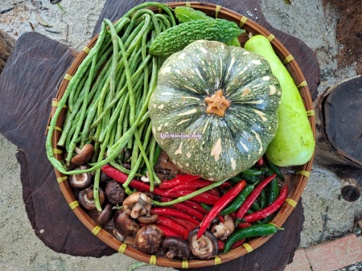 Fresh vegetables at the kitchen area behind the Hobbit House