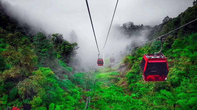 One of the top attractions in Genting Highlands is the Awana Skyway cable car, offering breathtaking aerial views of the surrounding rainforest and mountains.