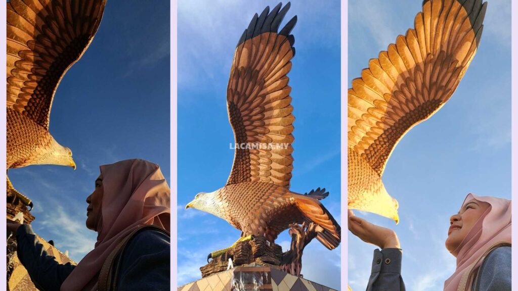 My favorite pose with the eagle statue for a memorable photo.