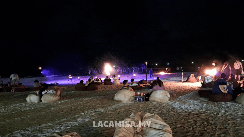 Fire show by Anak Hantu, one of Cenang Beach’s most popular performers.