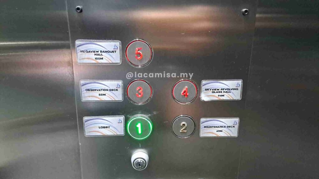 Directions to navigate in Alor Setar Tower.