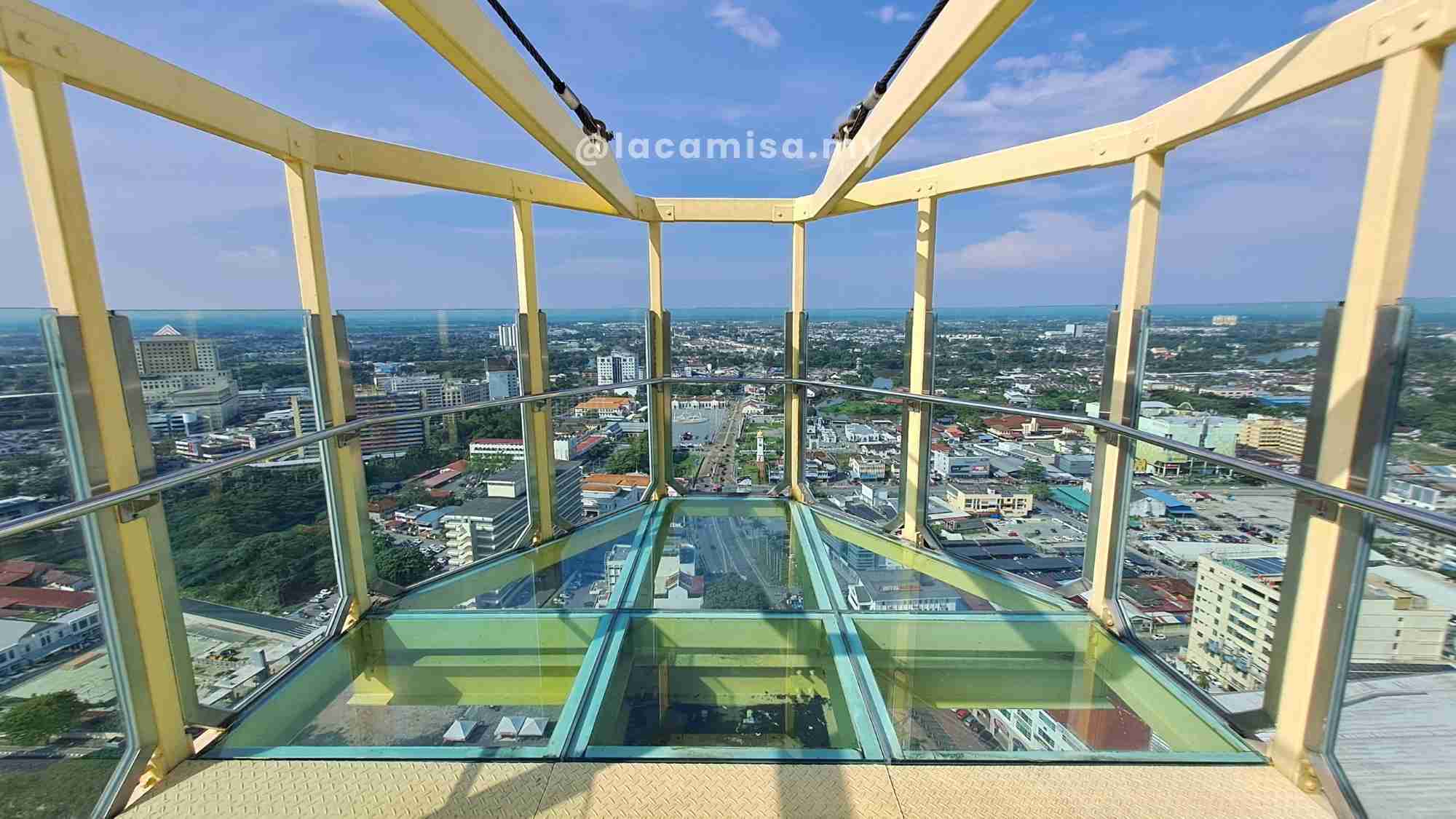 The inside of the south platform where you can step onto the glass floor and watch the city right below.