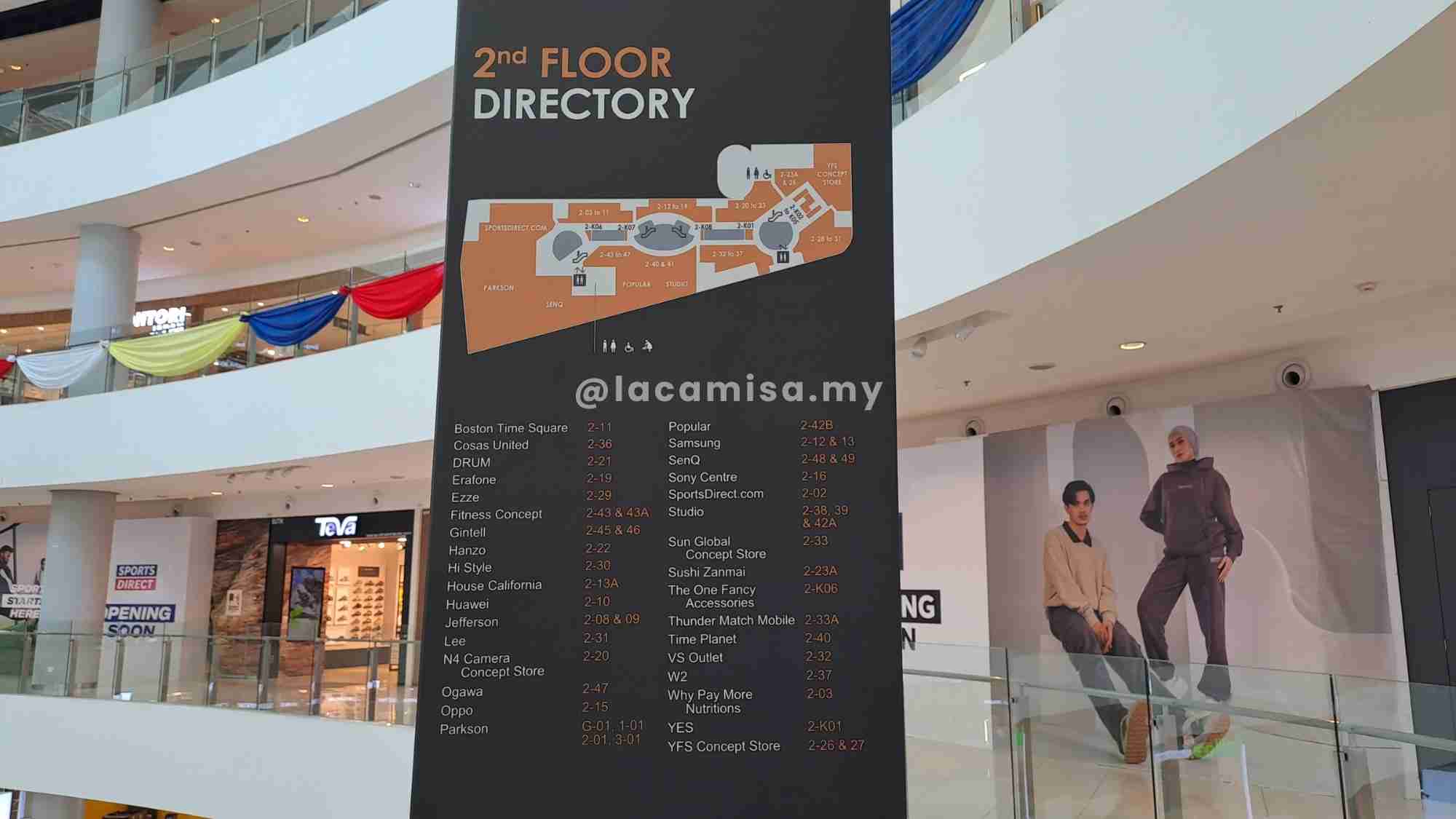 Directory for Second Floor