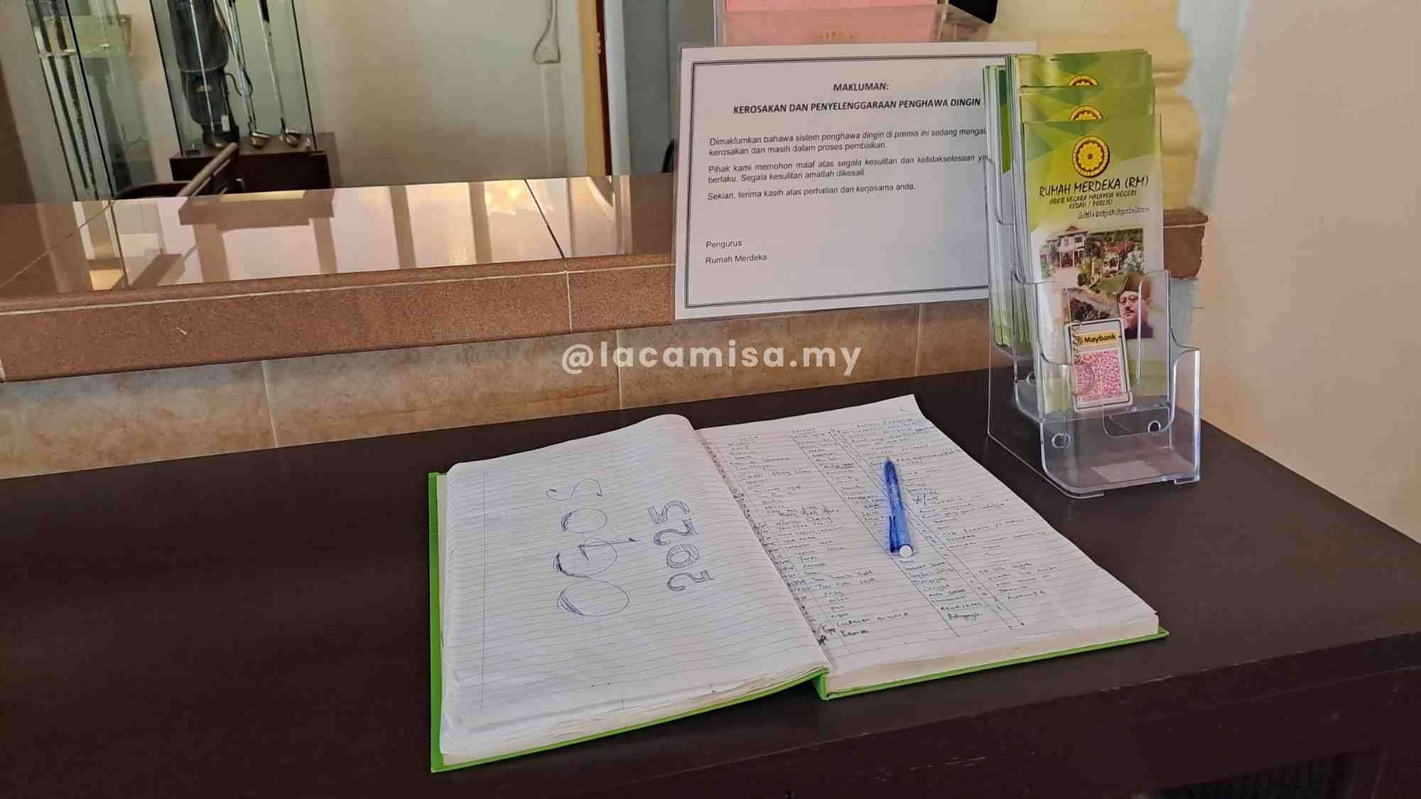 Visitors need to register their names upon entering the house.
