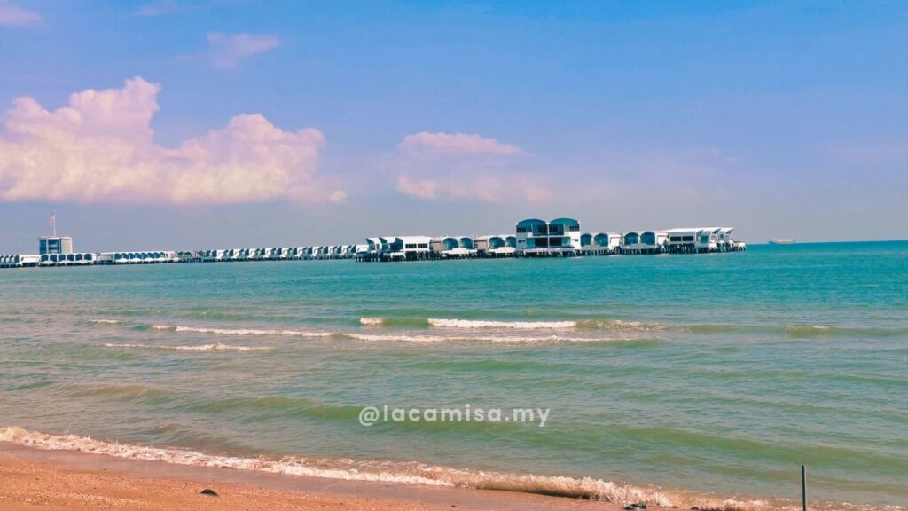 Scenic views of Lexis Hibiscus Resort from the shores of Monkey Bay Beach.